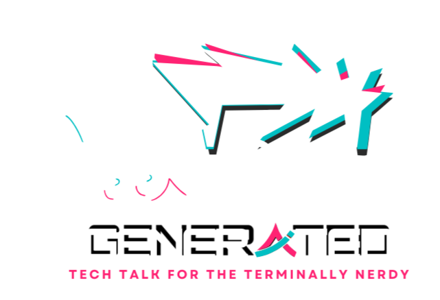 The word Geek is spelled in white handwritten font with the word generarted underneated in block retro style letters. It is spelled GENERAITED with the AI as a logo of its own.